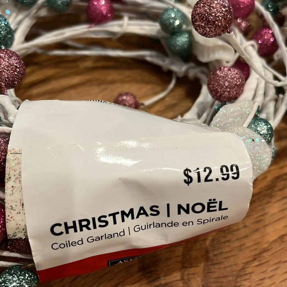 Bundle of two new, 5 foot Christmas, Noel coiled garland